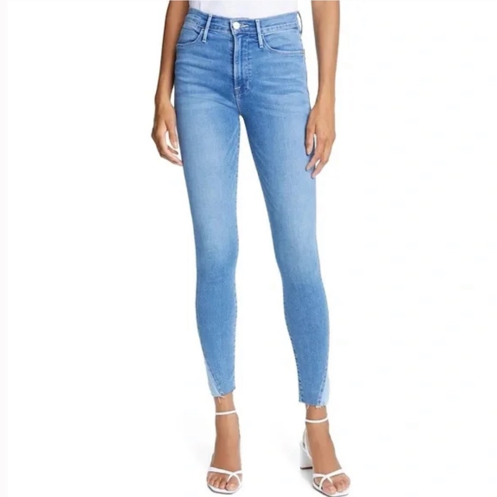 (29) Frame Le High Skinny Jeans Freebird Duo Light Wash Ankle Contrast